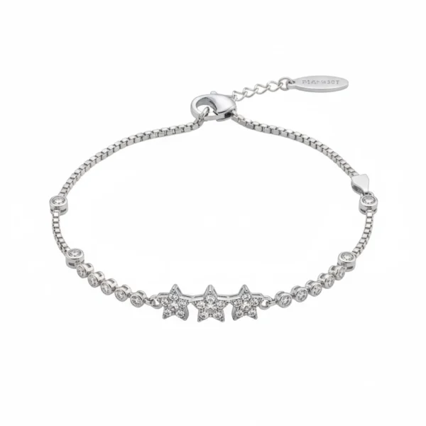 Women's Floral Halo Black Enamel Silver Bracelet